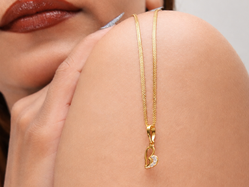 Golden Open Heart CZ Tail Pendant – view 2