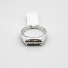 Silver Men's Black CZ Inlay Band Ring – view 4