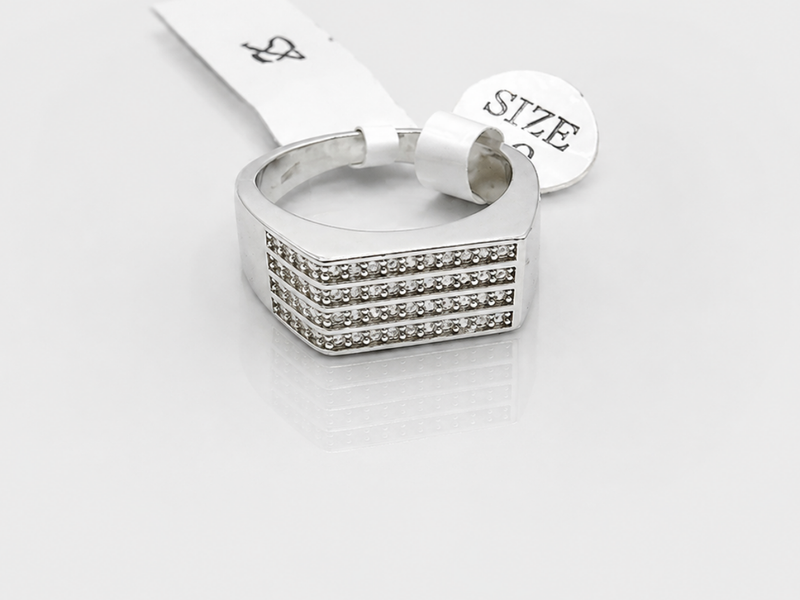 Silver Men's Multi-Row Pave Band – view 3