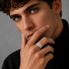 Silver Men's Multi-Row Pave Band – view 2
