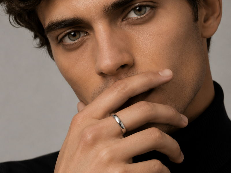 Silver Plain Polished Wide Band – view 3