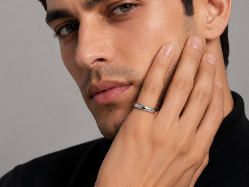 Silver Plain Polished Wide Band – view 2