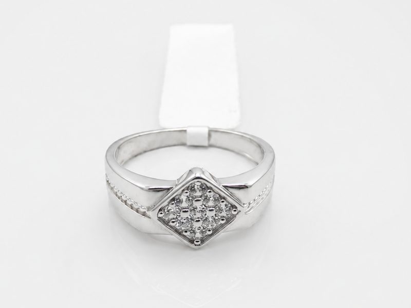 Silver Pave Kite Panel Ring – view 4