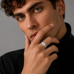 Silver Pave Kite Panel Ring – view 3