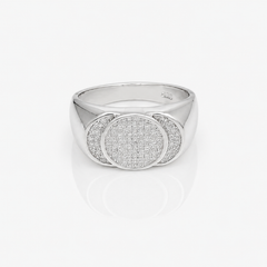 Silver Men's Round Pave Disc Signet Ring – view 4