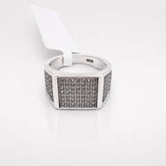 Silver Men's Black CZ Pave Signet Ring – view 5