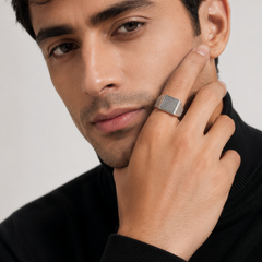 Silver Men's Black CZ Pave Signet Ring – view 2