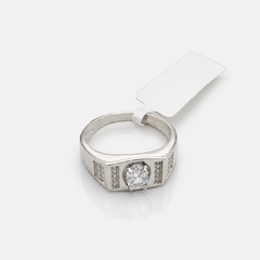 Silver Men's Solitaire CZ Ring – view 4