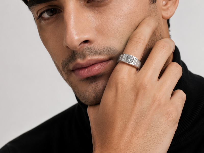 Silver Men's Solitaire CZ Ring – view 2