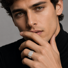 Silver Men's Solitaire CZ Ring – view 3