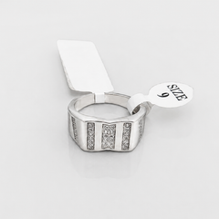 Silver Men's Pave Bar Panel Ring – view 3