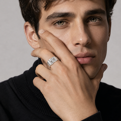Silver Men's Pave Bar Panel Ring – view 2