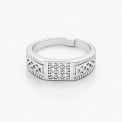 Silver Men's CZ Panel Lattice Band – view 4