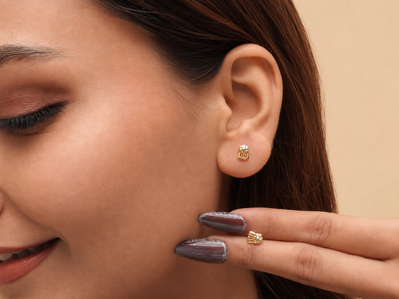 Golden Textured Cone Studs – view 2
