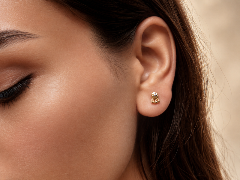 Golden Textured Cone Studs – view 3