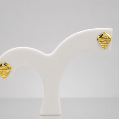 Golden Diamond-Cut Cone Studs