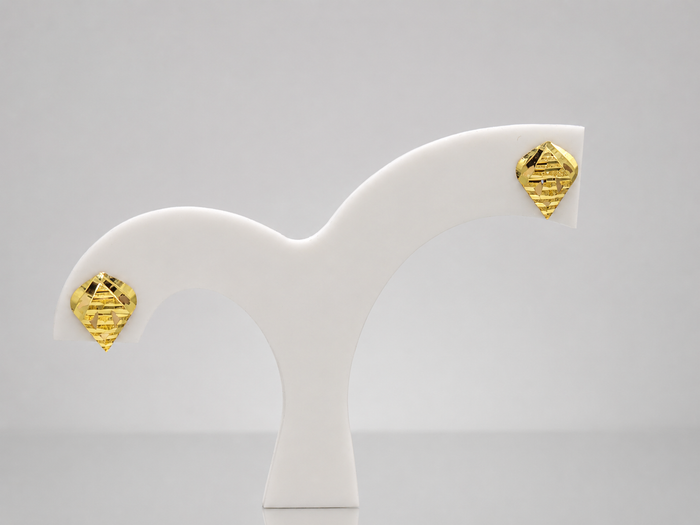 Golden Diamond-Cut Cone Studs