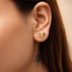Golden Diamond-Cut Cone Studs – view 2