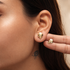Golden Diamond-Cut Cone Studs – view 3