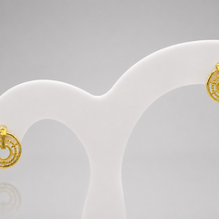 Golden Textured Circle Drop Earrings