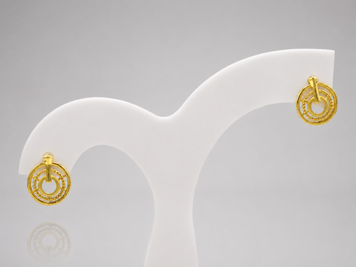 Golden Textured Circle Drop Earrings