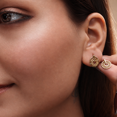 Golden Textured Circle Drop Earrings – view 3