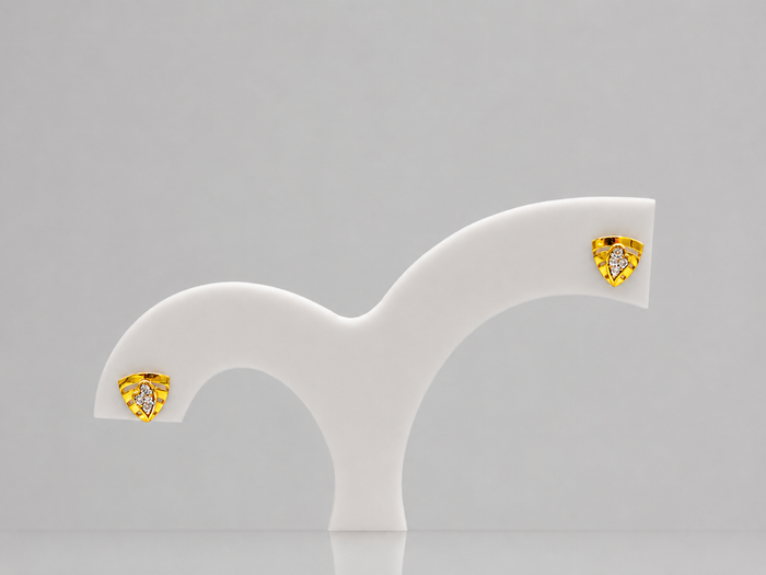 Golden Fan CZ Studs