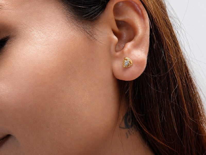 Golden Fan CZ Studs – view 2