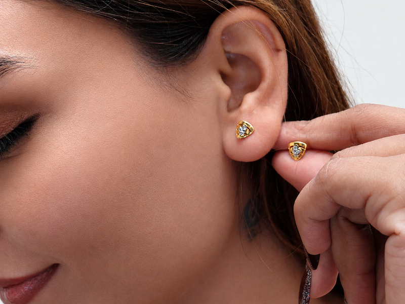 Golden Fan CZ Studs – view 3