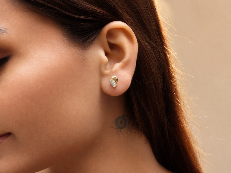Golden Oval CZ Studs – view 2