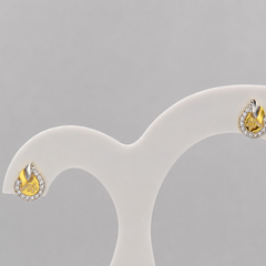 Two-Tone Golden Paisley CZ Halo Studs