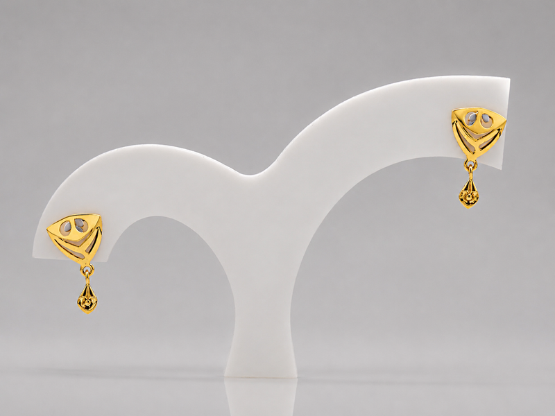 Golden Triangular Bead Drop Earrings