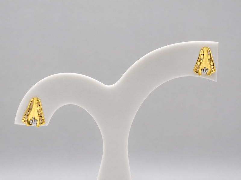 Golden Textured Flared Fan Studs
