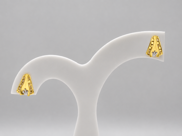 Golden Textured Flared Fan Studs