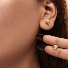Golden Textured Flared Fan Studs – view 3