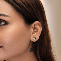 Two-Tone Golden Heart CZ Studs – view 3