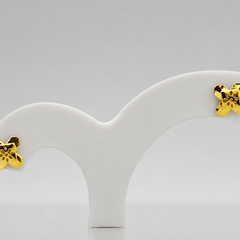 Golden Four-Petal Textured Studs