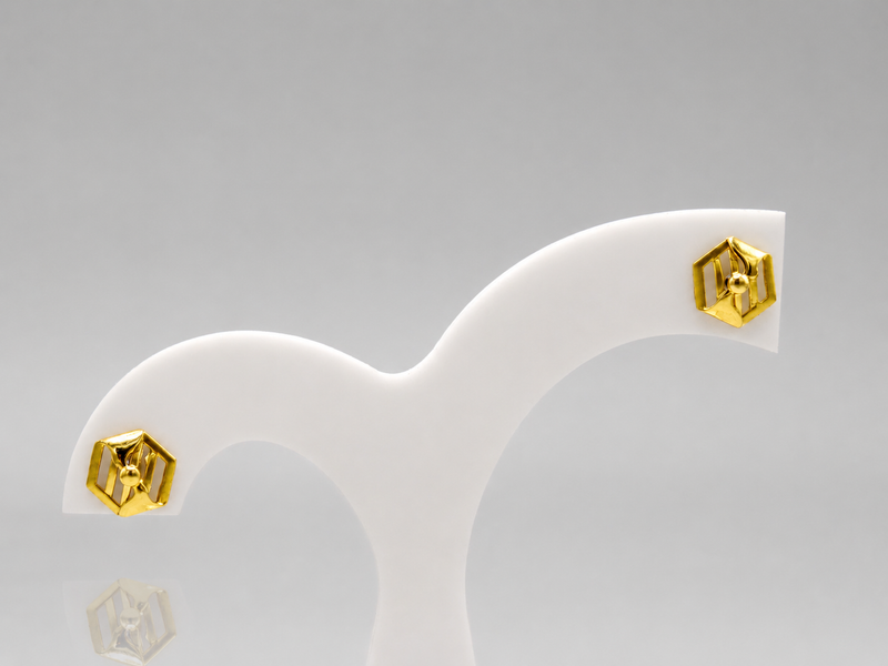Golden Hexagon Textured Studs