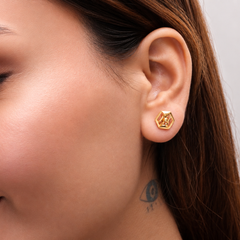 Golden Hexagon Textured Studs – view 2
