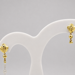 Golden Shell Fan Bead Drop Earrings