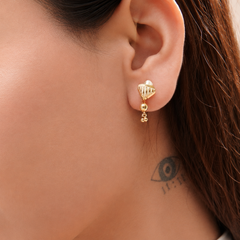 Golden Shell Fan Bead Drop Earrings – view 2