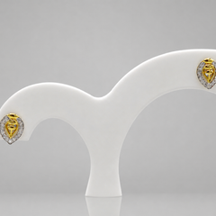 Two-Tone Golden Teardrop CZ Studs