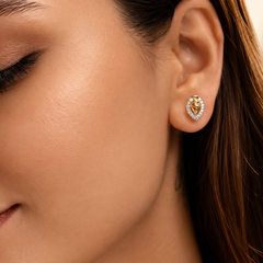 Two-Tone Golden Teardrop CZ Studs – view 2