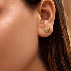 Golden Swirl Paisley Studs – view 2