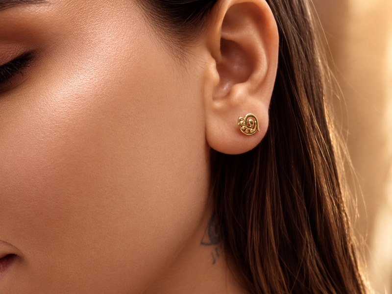 Golden Swirl Paisley Studs – view 2