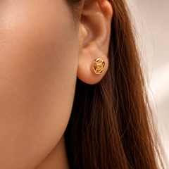 Golden Round Openwork Knot Studs – view 2