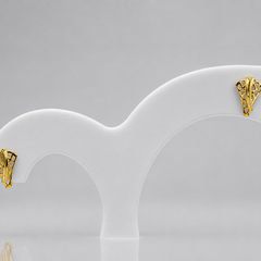 Golden Textured Leaf Studs