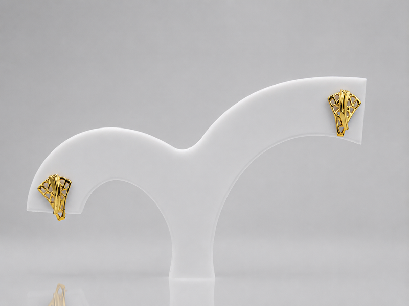 Golden Textured Leaf Studs