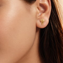 Golden Textured Leaf Studs – view 2