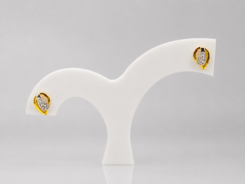 Two-Tone Golden Marquise CZ Studs